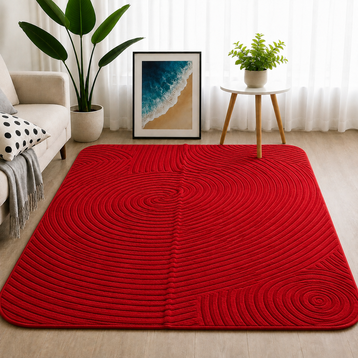 Alfombra Argentina Roja Redonda