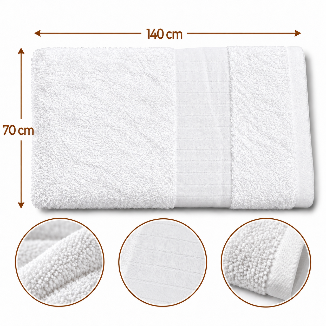 Toalla Nordica 500 gr  Blanca lisa