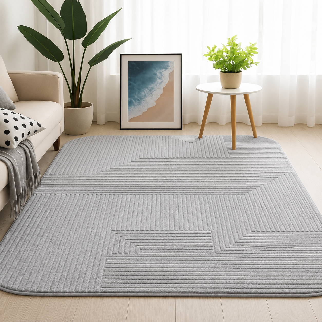 Alfombra Peluda Gris Claro