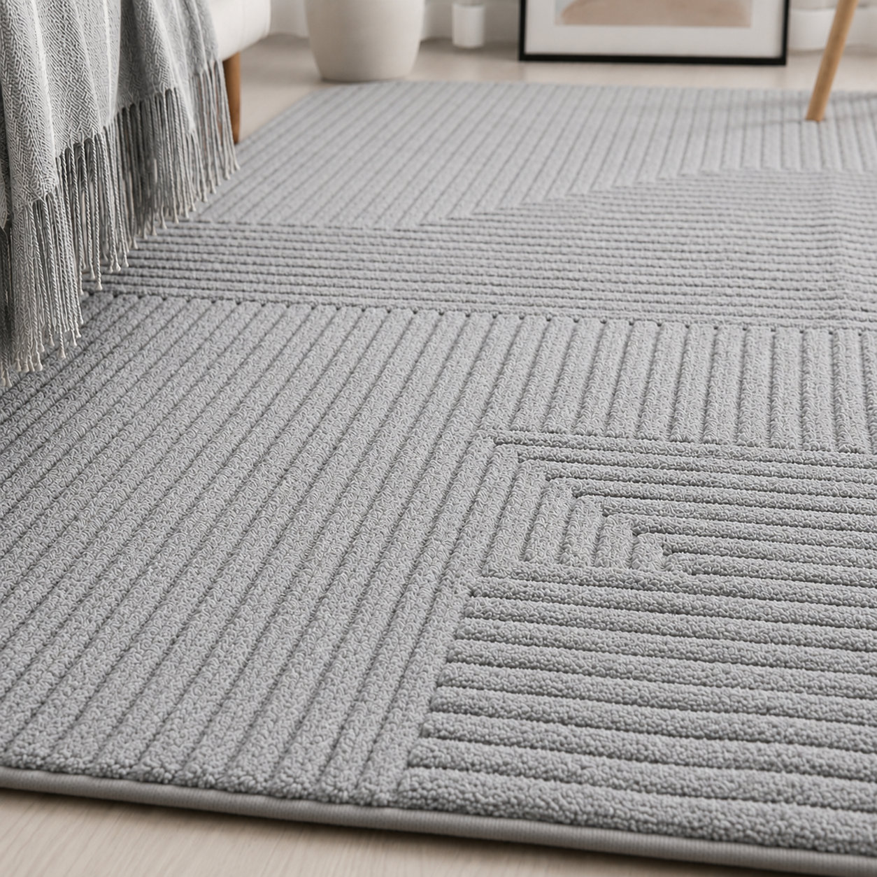 Alfombra Peluda Gris Claro