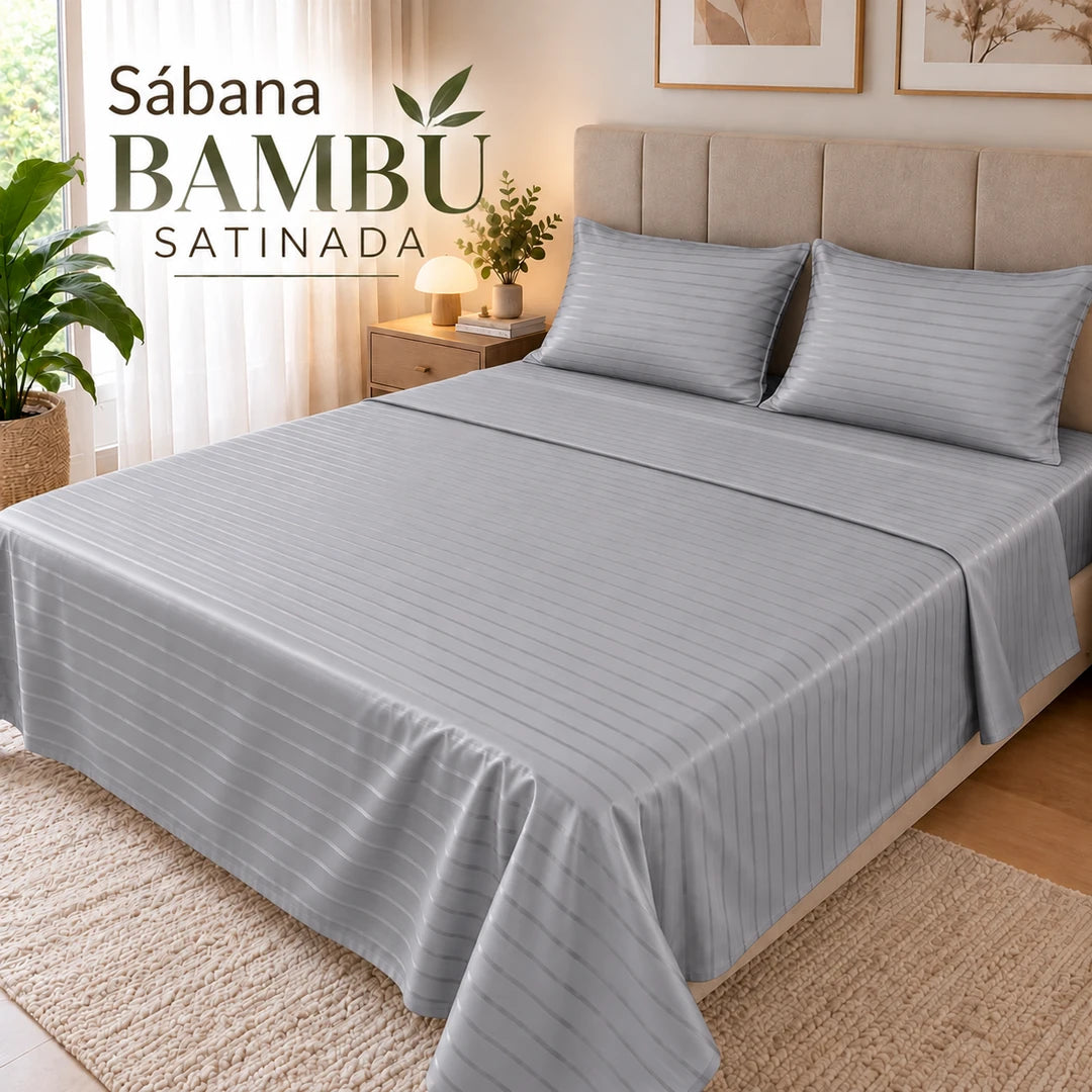 Sabana Bambu Satinada Gris Claro