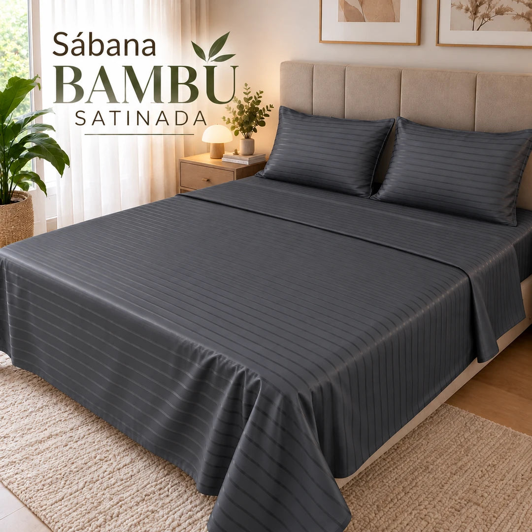 Sabana Bambu Satinada Gris Oscuro
